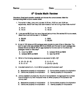 Preview of 6th Grade Math Review #2