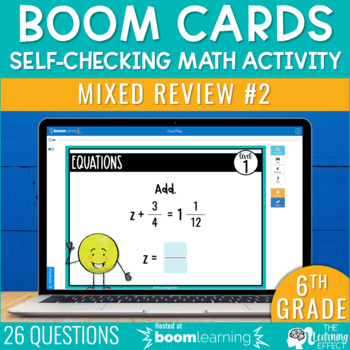 Preview of 6th Grade Math Spiral Review #2 Boom Cards | End of Year Test Prep Activity