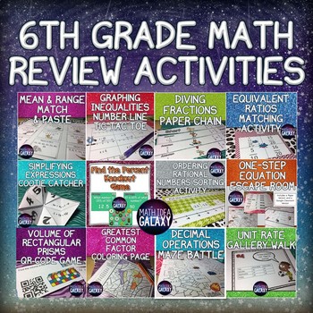 6th Grade Math Review Activities Bundle by Idea Galaxy | TPT