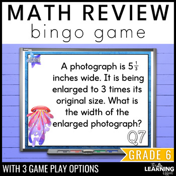 Preview of 6th Grade Math Spiral Review Bingo Game | End of Year Test Prep Activity