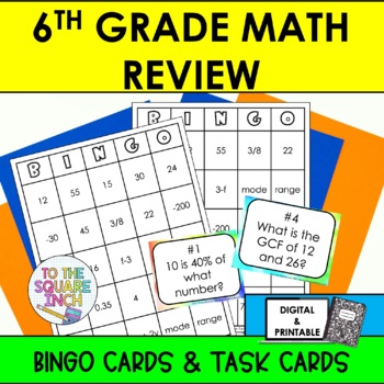 Preview of 6th Grade Math Review Bingo | 6th Grade Math Test Prep Activity