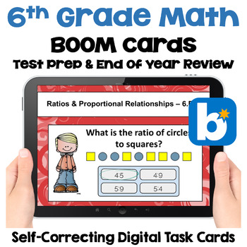 Preview of End of Year Review - 6th Grade Math Boom Cards Digital Resource