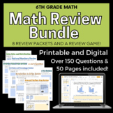 6th Grade Math Review Bundle for ALL domains | Digital and