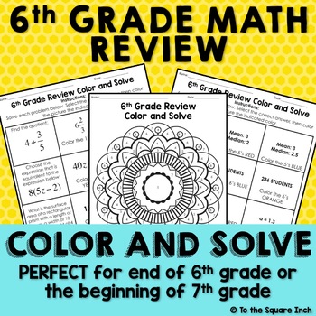 Preview of 6th Grade Math Review Color and Solve