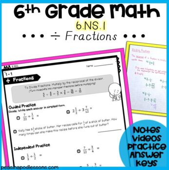 Preview of 6th Grade Math Review ⭐ Dividing Fractions ⭐ 7th Grade Math Review