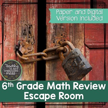 Preview of 6th Grade Math Review Escape Room--Digital & Paper |Distance Learning