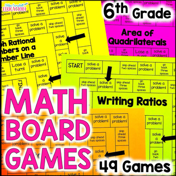 Preview of 6th Grade Math Review Games for Entire Year BUNDLE - Math Stations Sixth Grade
