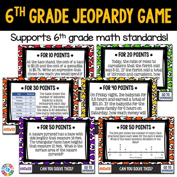 6th Grade Math Review Jeopardy Game - Test Prep, End of the Year Fun ...