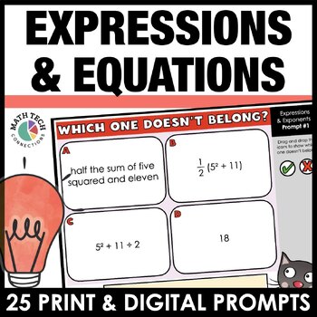 Preview of 6th Grade Math Review: Math Warm Ups Spiral Review - Expressions and Equations
