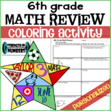 6th Grade Math Review Personalized Star Coloring Activity