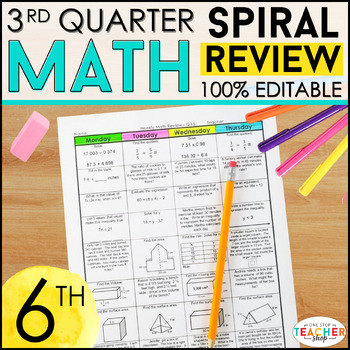 Preview of 6th Grade Math Review& Quizzes | 6th Grade Math Homework | 3rd QUARTER