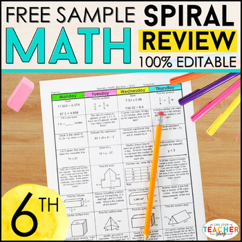 Preview of 6th Grade Math Review& Quizzes | 6th Grade Math Homework | FREE