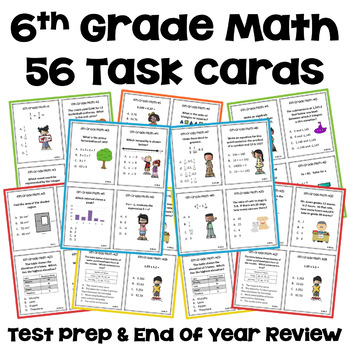 Preview of End of Year Review - 6th Grade Math Task Cards