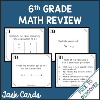 Preview of 6th Grade Math Review Task Cards