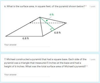 6th Grade Math Review and Assessment: Surface Area of Pyramids: Google