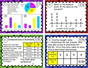 sol task 6th math grade cards standards printable digital