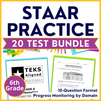 Preview of 6th Grade Math STAAR Practice Bundle - Progress Monitoring by Domain