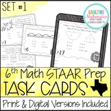 6th Grade Math STAAR Review & Prep - Task Cards (Set #1) -