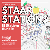 6th Grade Math STAAR Stations Bundle - TEKS Year-End Revie