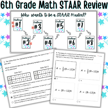 Preview of 6th Grade Math STAAR Test Review Digital Game 2022 Questions