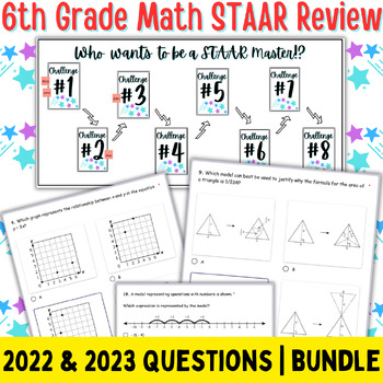 Preview of 6th Grade Math STAAR Test Review Digital Game BUNDLE