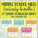 6th Grade Math Scavenger Hunt Activity Bundle