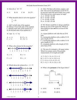 6th Grade Math Semester Exam by Macey James | Teachers Pay Teachers