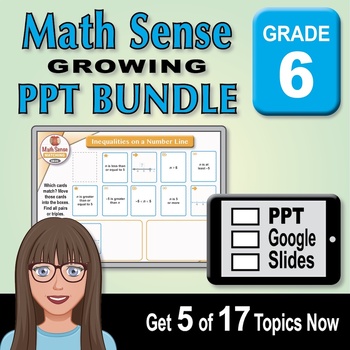 Preview of 6th Grade Math Sense Matching GROWING BUNDLE:  PPT / Google Slides Activities