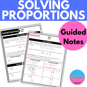 Preview of 6th Grade Math Solving Proportions Guided Notes Practice Worksheet
