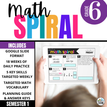 Preview of 6th Grade Math Spiral Review: 18 Weeks of Digital Warm Ups or Bell Ringers