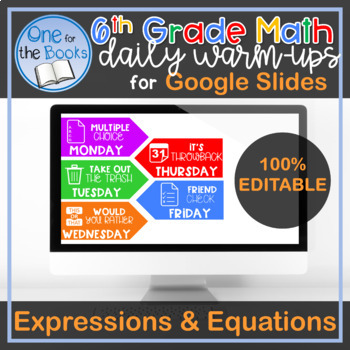 Preview of 6th Grade Math Spiral Review Distance Learning | Expressions and Equations
