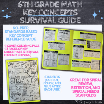 Preview of 6th Grade Math End of Year Review, Key Concept Doodle Guide, Test Prep