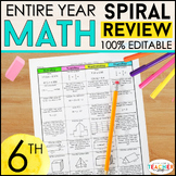 6th Grade Math Review - Spiral Math Homework, Warm Ups, Pr