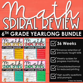Preview of 6th Grade Math Spiral Review | Math Test Prep | Math Morning Work BUNDLE