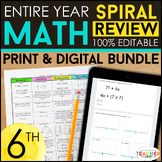 6th Grade Math Spiral Review & Quizzes | DIGITAL & PRINT