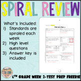 6th Grade Math Spiral Review Week #2 TEST PREP-FREEBIE