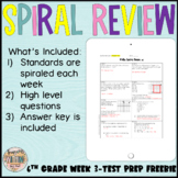 6th Grade Math Spiral Review Week #3 TEST PREP-FREEBIE