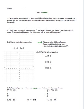 Preview of 6th Grade Math Spiral Reviews