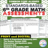 Preview of 6th Grade Math Standards Based Assessments BUNDLE Common Core Back to School