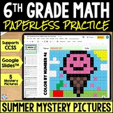 6th Grade Math State Test Prep Review - End of Year Color 