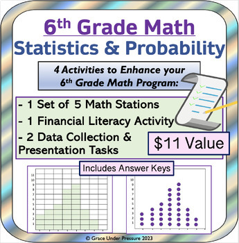 Preview of 6th Grade Math Statistics: 4 Real World Math Activities for Data & Graphing