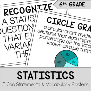 Preview of 6th Grade Math Statistics I Can & Vocabulary Wall Posters