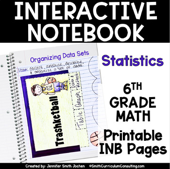 Preview of 6th Grade Math Statistics Interactive Notebook Unit Printable TEKS CCSS