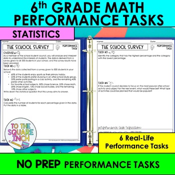 Preview of 6th Grade Math Statistics Performance Tasks