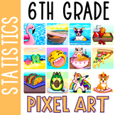 6th Grade Math Statistics Pixel Art Activity Bundle for 6.SP
