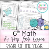 6th Math No Prep Sub Lesson / Substitute Teacher Activity - Start of The Year
