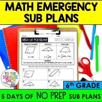 Preview of 6th Grade Math Sub Plans | Substitute Teacher Lessons for 6th Grade Math