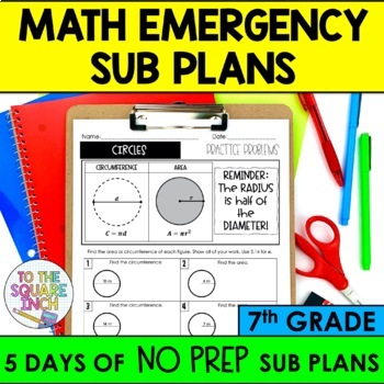 Preview of 7th Grade Math Sub Plans | Substitute Teacher Lessons for 7th Grade Math