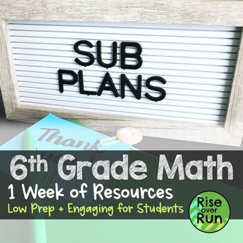 Preview of Math Sub Plans Packet for 6th Grade
