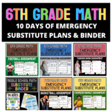 6th Grade Math Substitute Bundle | Emergency Sub Plans and Binder